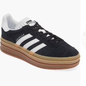 Adidas Gazelle Bold Platform Sneakers with Ribbon Laces - Black